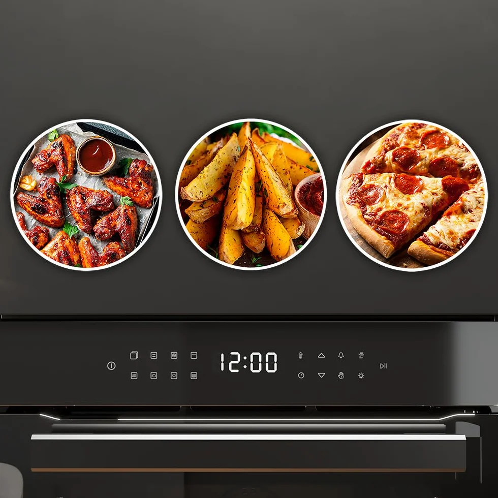 Cecotec Four Encastrable Bolero Hexa 9506000 Glass Black A de 81 L. 11 Fonctions avec Airfryer Master, Pizza Master, Cuisson 3D, Base vapeur X2, Faible consommation, Nettoyage facile, 5 Positions