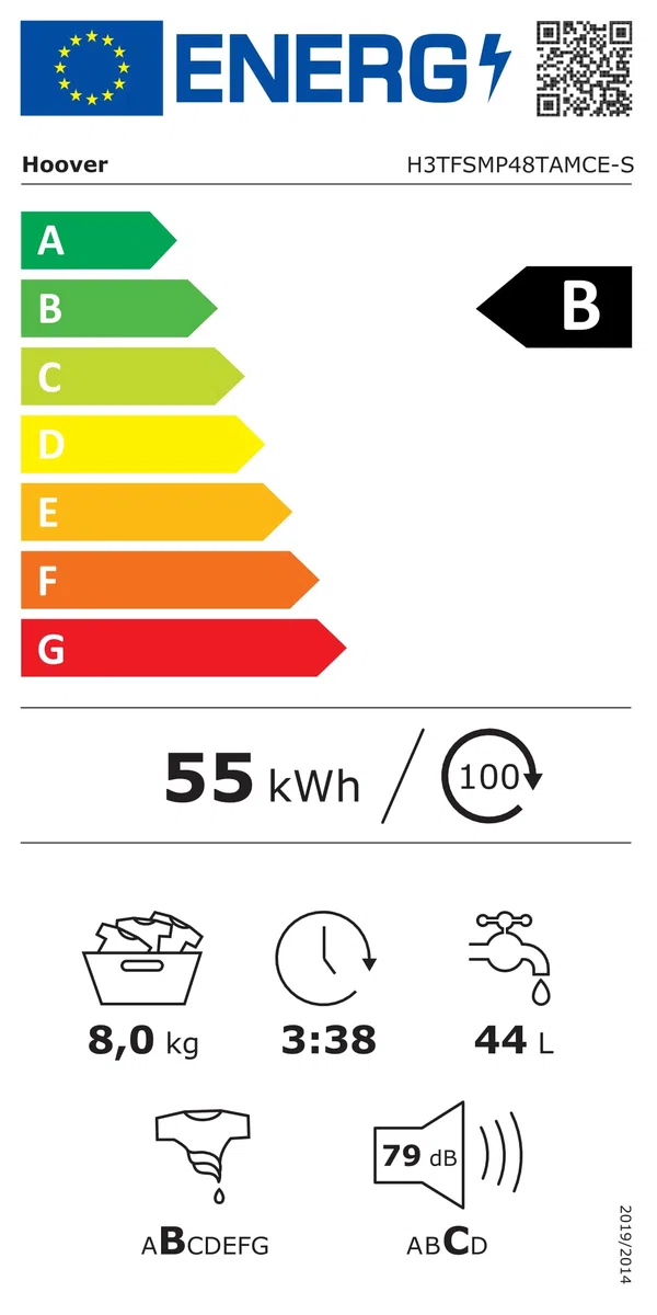 Lave-linge top HOOVER H3TFSMP48TAMCE-S - Induction - 8 kg - 1400 trs/min - connecté - Vapeur - Blanc