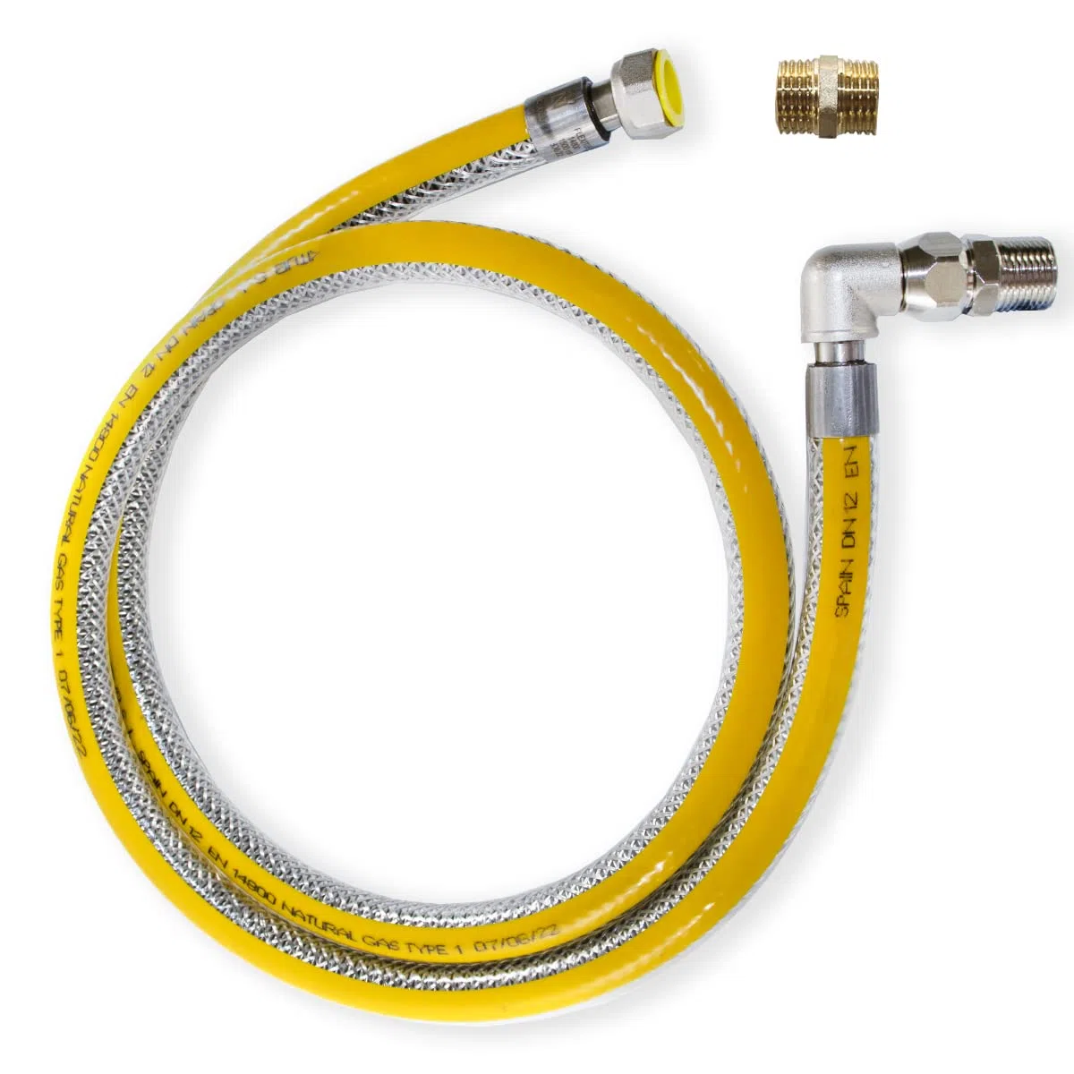 GOLDMAN SERVICE | Tuyau Flexible de Gaz de sécurité pour les cuisines industrielles de l'hôtellerie - Longueur : 1,5 mètres - Connexion : 1/2" M-H + Adaptateur M-M