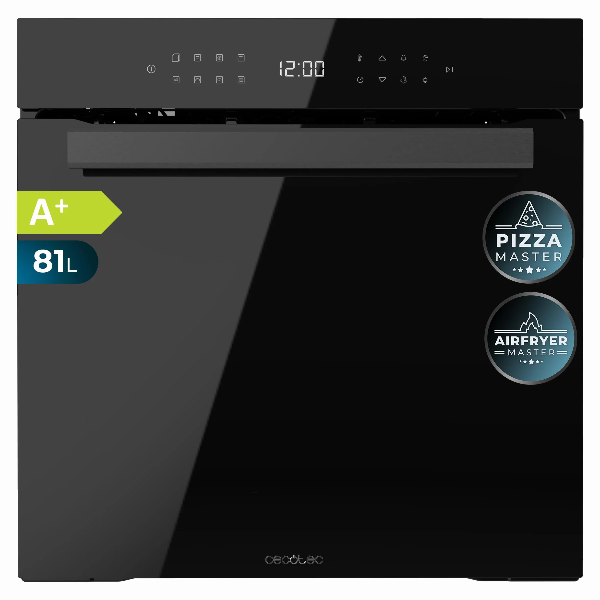 Cecotec Four Encastrable Bolero Hexa 9506000 Glass Black A de 81 L. 11 Fonctions avec Airfryer Master, Pizza Master, Cuisson 3D, Base vapeur X2, Faible consommation, Nettoyage facile, 5 Positions
