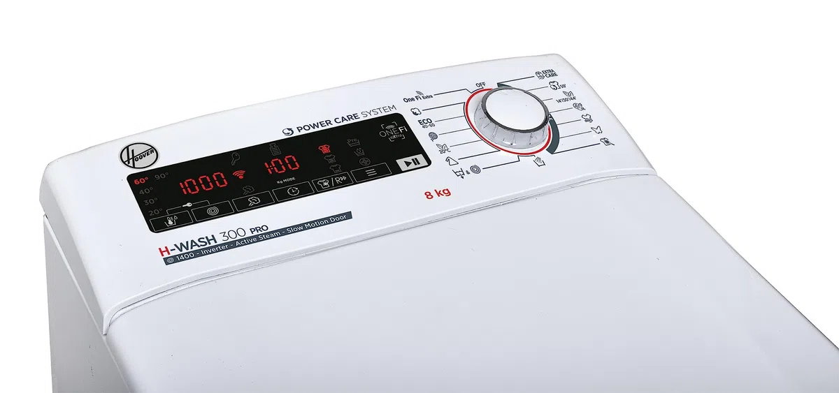Lave-linge top HOOVER H3TFSMP48TAMCE-S - Induction - 8 kg - 1400 trs/min - connecté - Vapeur - Blanc