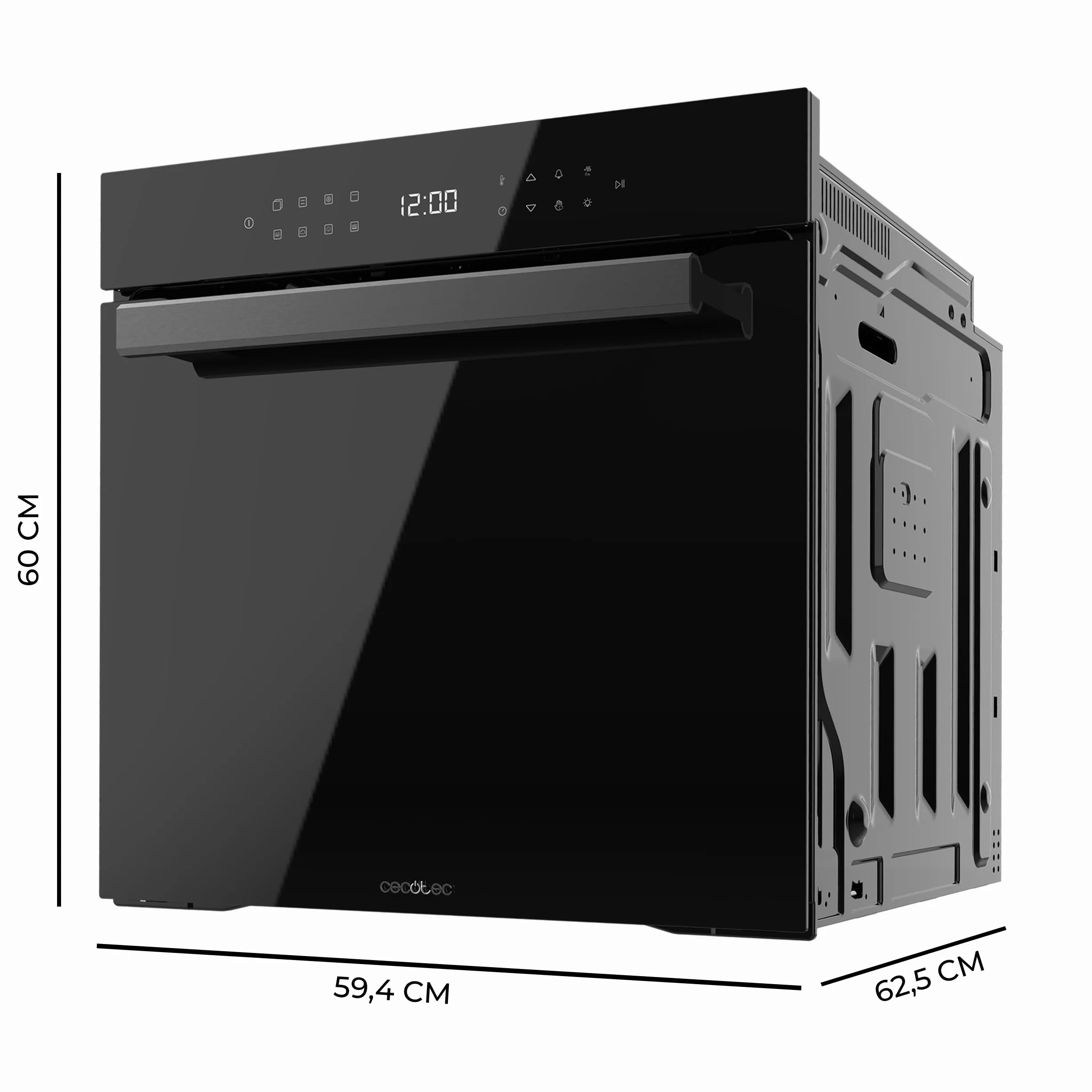 Cecotec Four Encastrable Bolero Hexa 9506000 Glass Black A de 81 L. 11 Fonctions avec Airfryer Master, Pizza Master, Cuisson 3D, Base vapeur X2, Faible consommation, Nettoyage facile, 5 Positions