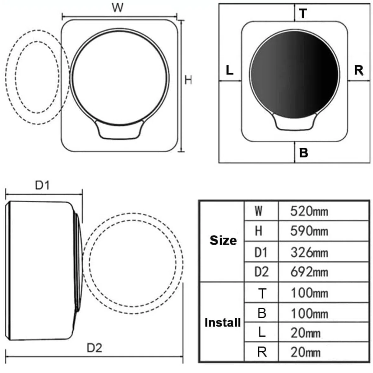 Lave-Linge à Chargement Frontal D'une Capacité De 3 Kg, Mini Machine à Laver, Machine à Laver à Tambour Murale, Pour Vêtements D'enfants, Sous-Vêtements, Chaussettes